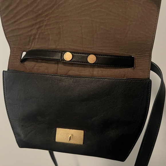 All Saints Women’s Black Leather Envelope Crossbody Bag. Gold hardware. - Picture 1 of 4